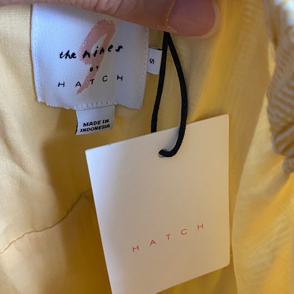 NWT Hatch Light Yellow / White Patterned Maxi Dress with spaghetti ties - Picture 6 of 6
